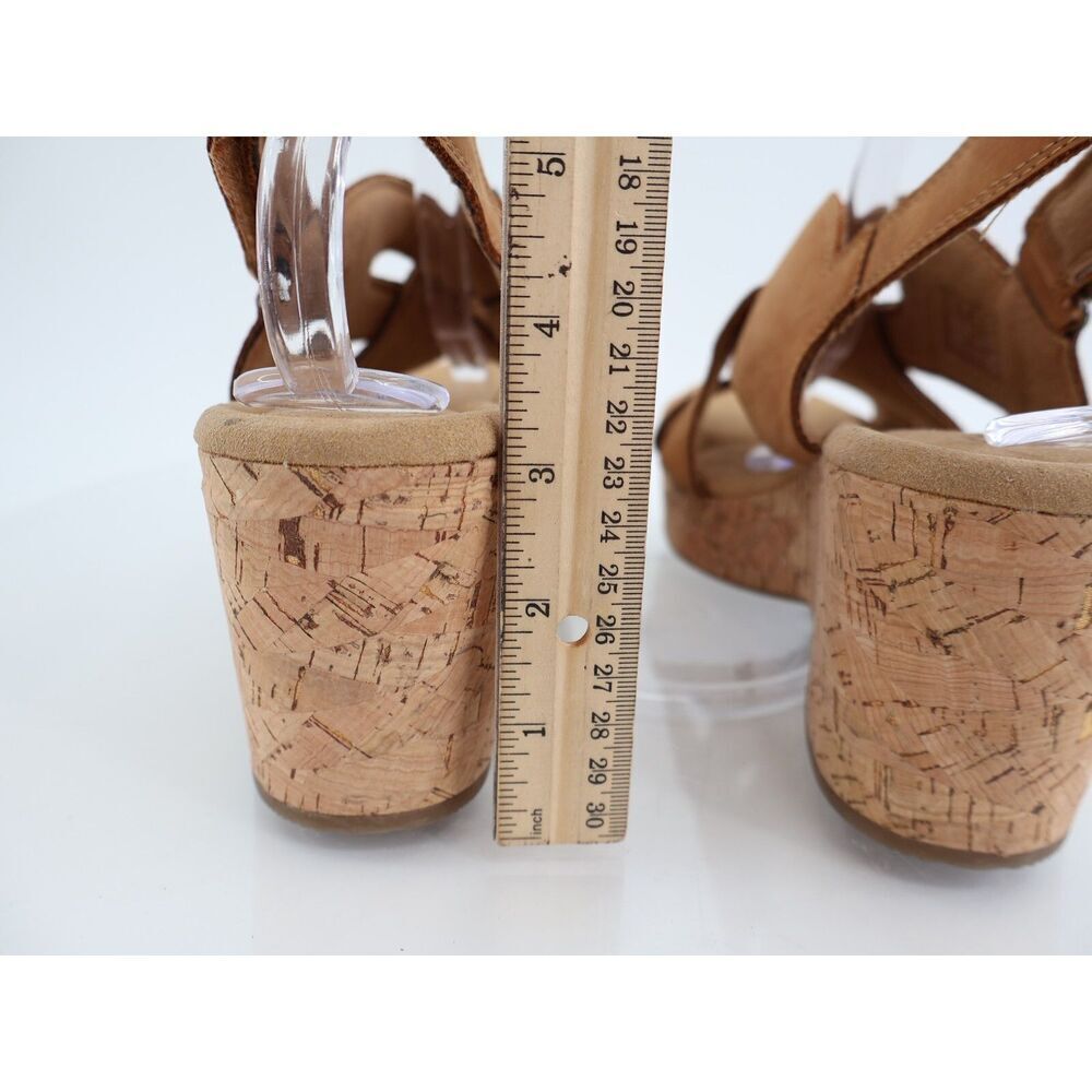 Clarks Giselle Beach Strappy Cork Wedge Heel Platform Sandals Brown Size 11M - Picture 6 of 11